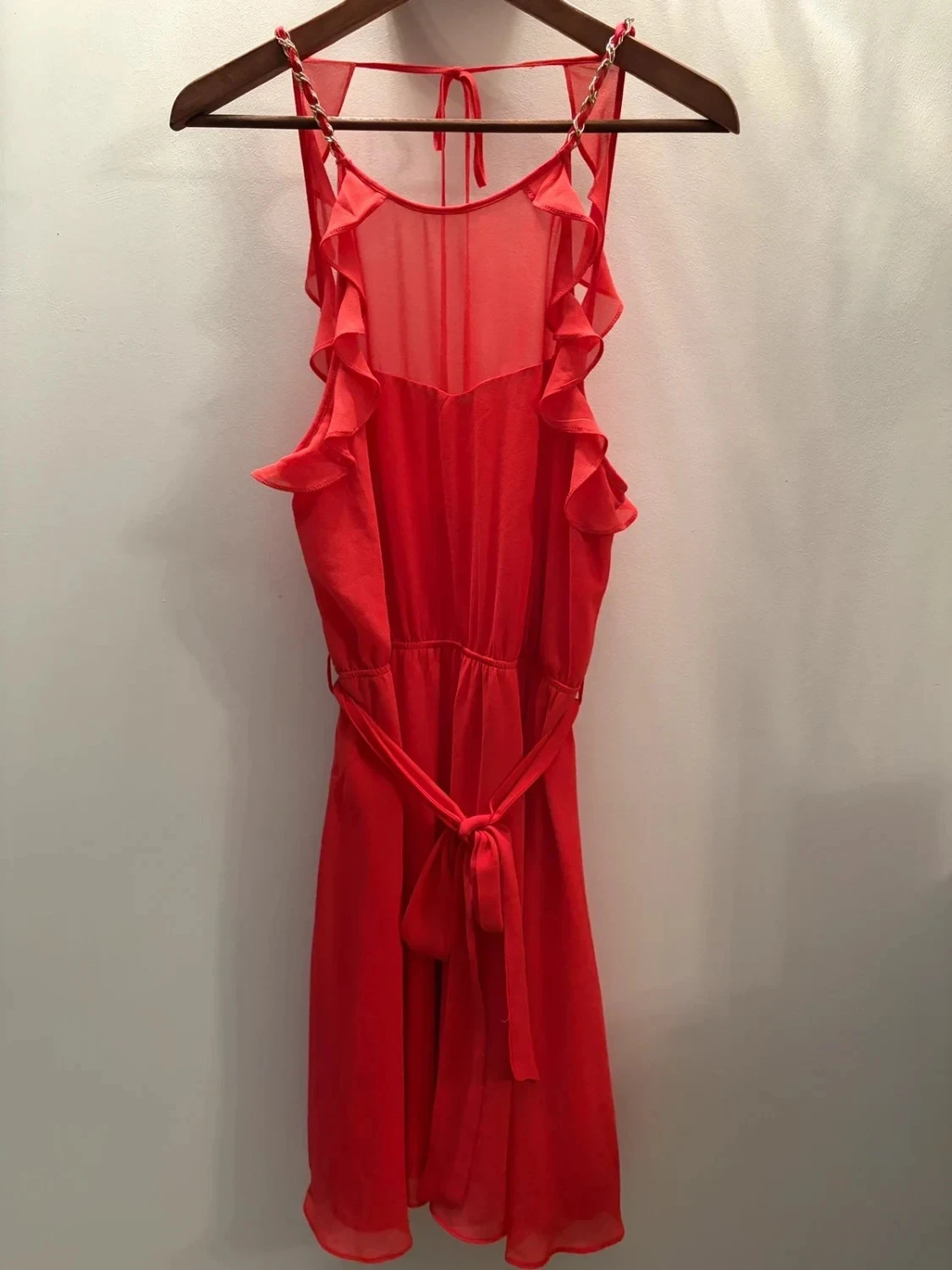 Robe Morgan T42 corail volantée dos ajouré parfait état